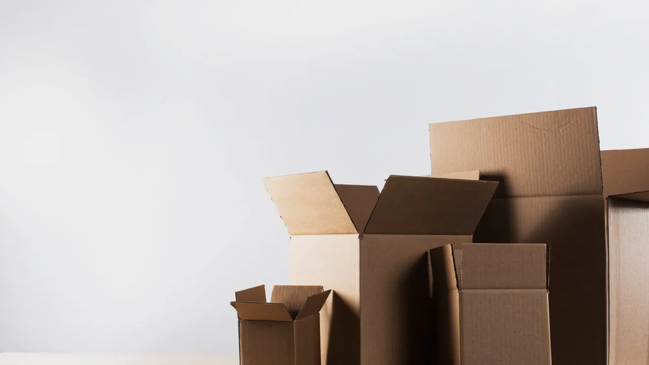 Empty boxes on table.