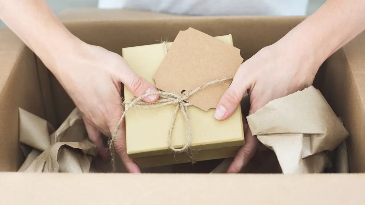 Brown packing being shipped.