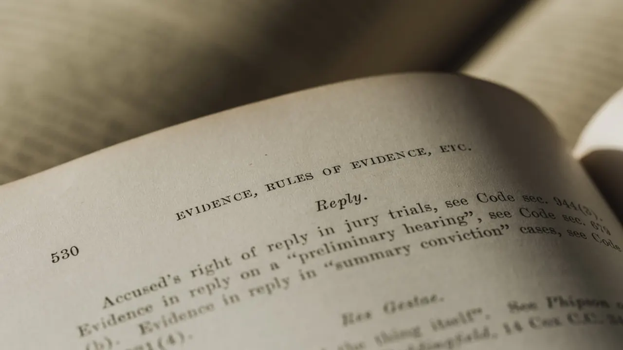 Evidence page in law book.